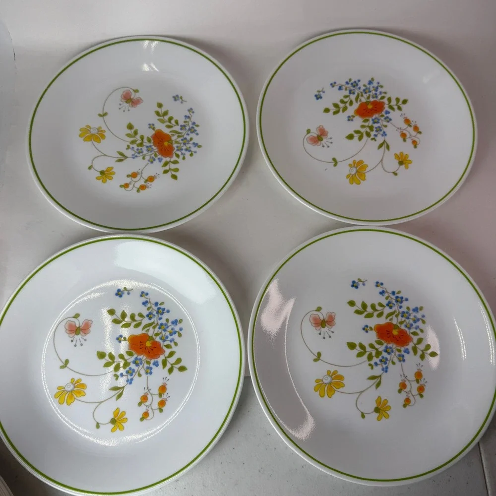 Corelle Corning Wildflower Lot 10 Salad Lunch Dessert Plates Vintage Floral